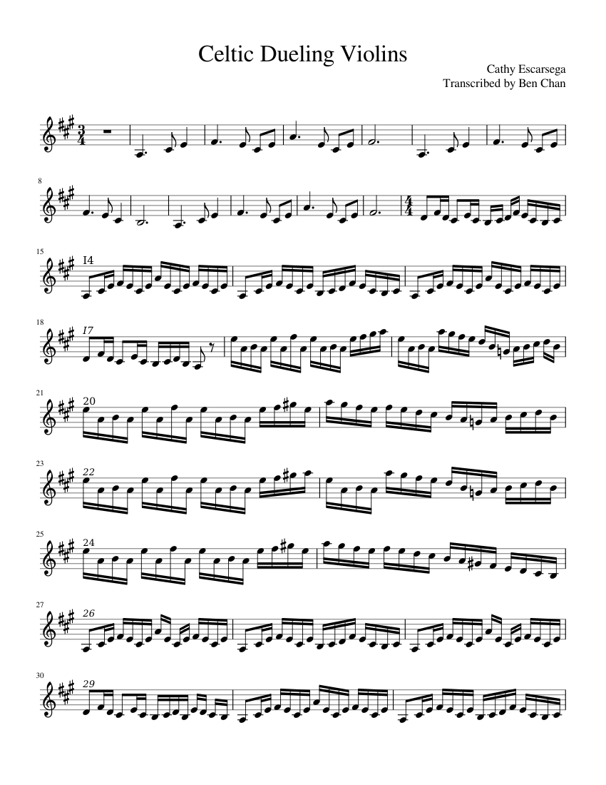 Celtic Dueling Violins Sheet music for Violin (Solo) | Musescore.com