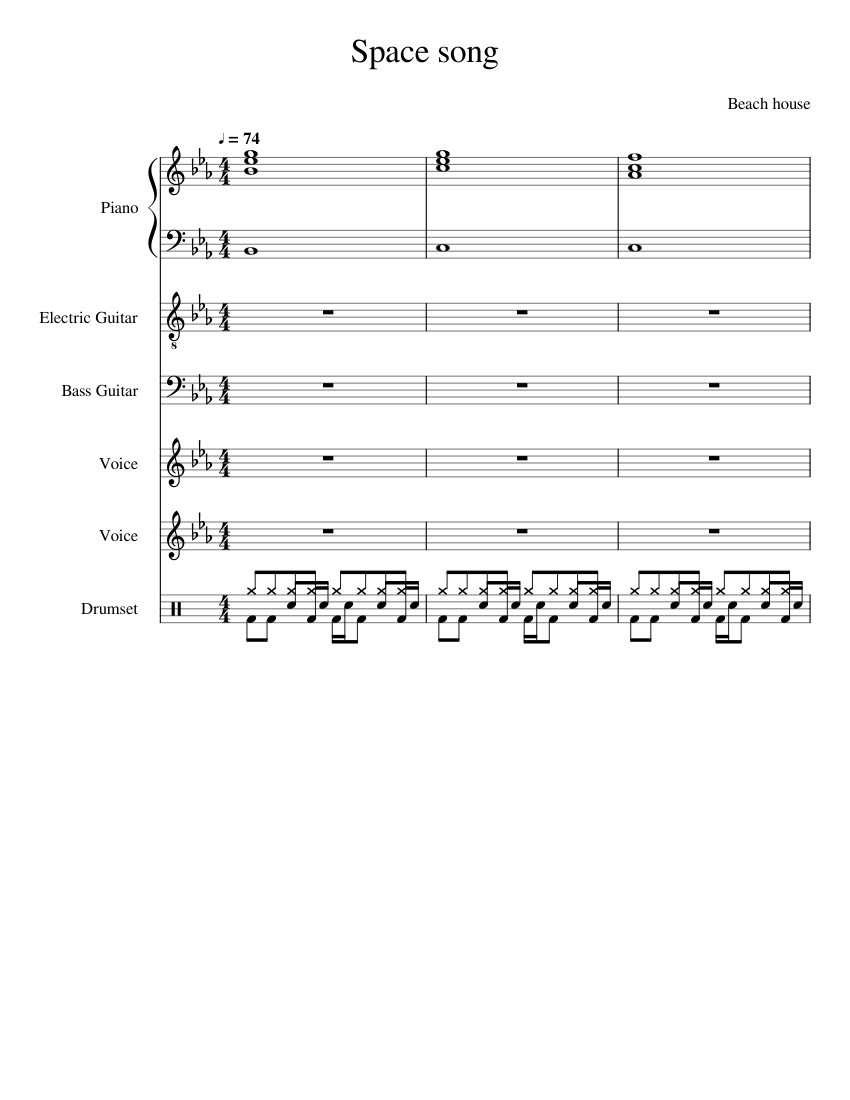 Space_song Sheet music for Piano, Drum Group, Vocals, Guitar & more