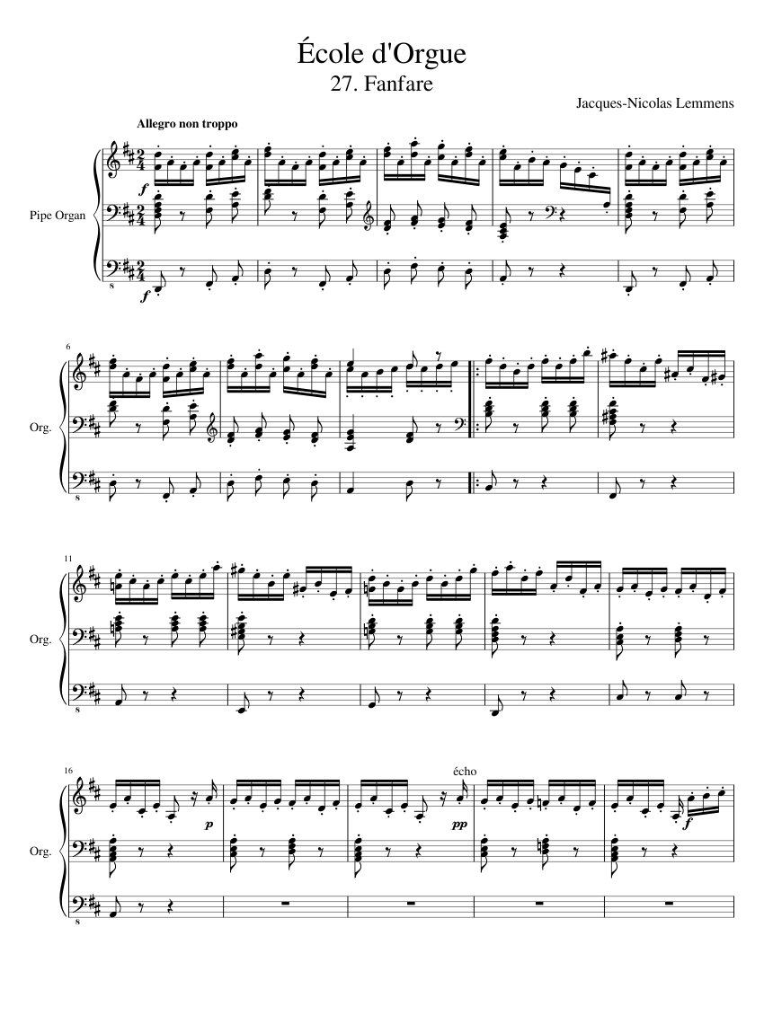Awesome Wedding Recessional II (Lemmens Fanfare for Organ) Sheet Music ...