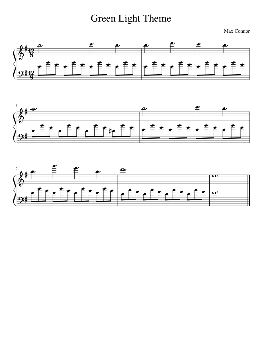 Green Light Theme Sheet music for Piano (Solo) Easy | Musescore.com