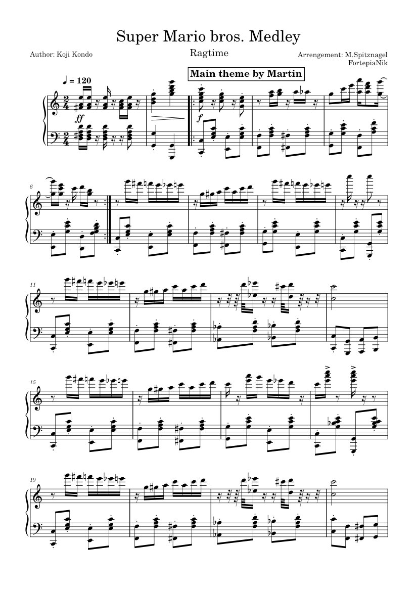 Super Mario bros. Medley Sheet Music for Piano (Solo) | MuseScore.com