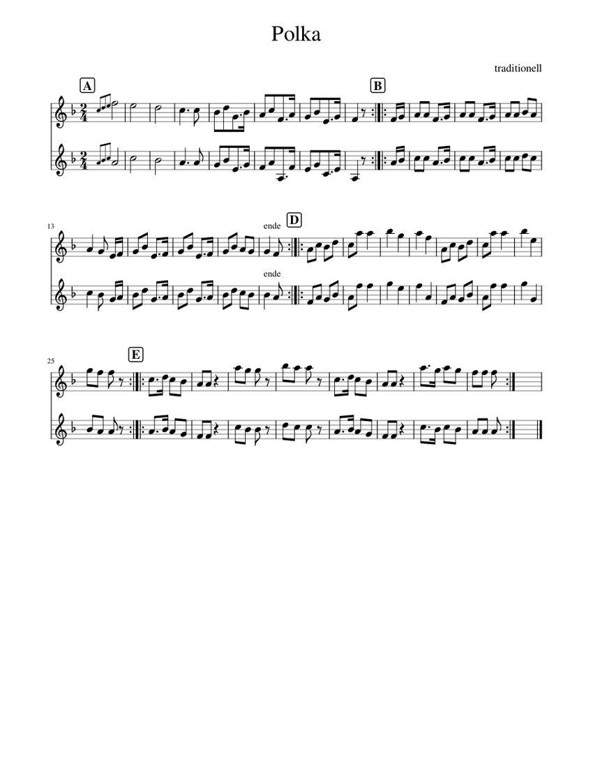 Traditional music - Polka Sheet music for Piano (Piano Duo) | Musescore.com