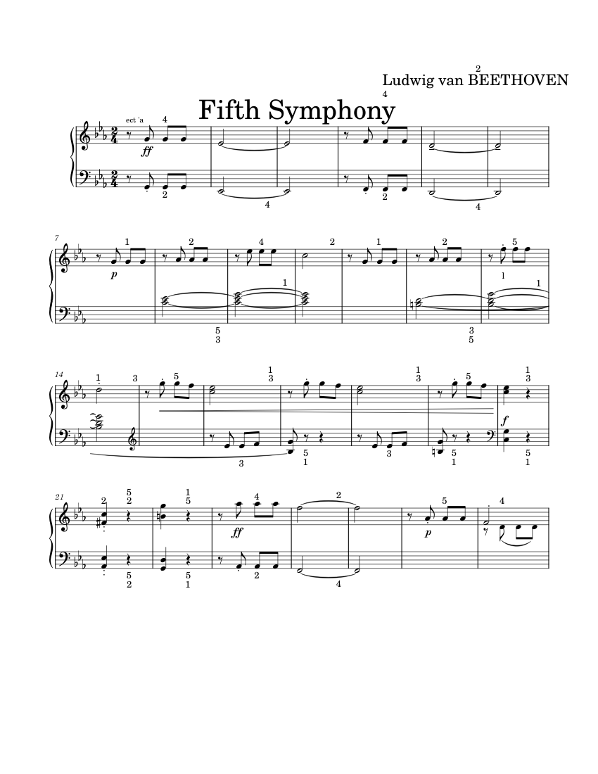 BEETHOVEN-5Symphony Sheet music for Piano (Solo) Easy | Musescore.com