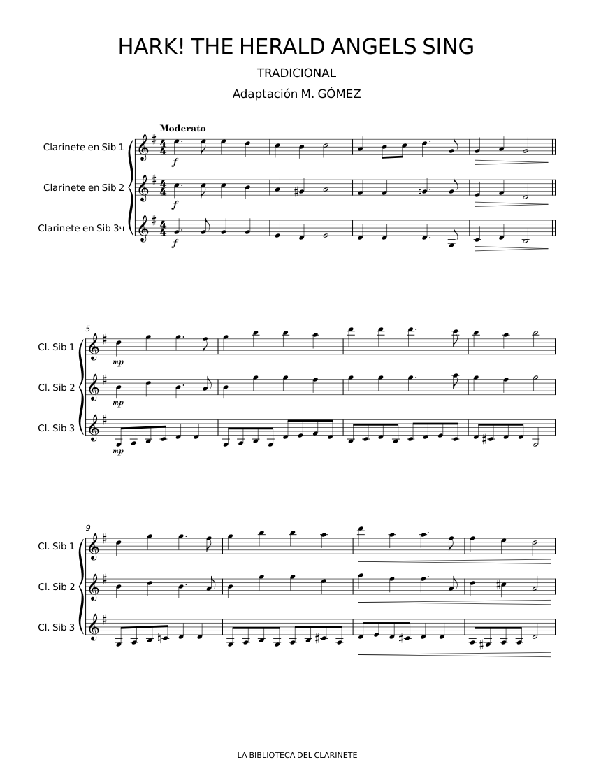HARK THE HERALD ANGELS SING Sheet music for Clarinet other (Mixed Trio) |  Musescore.com