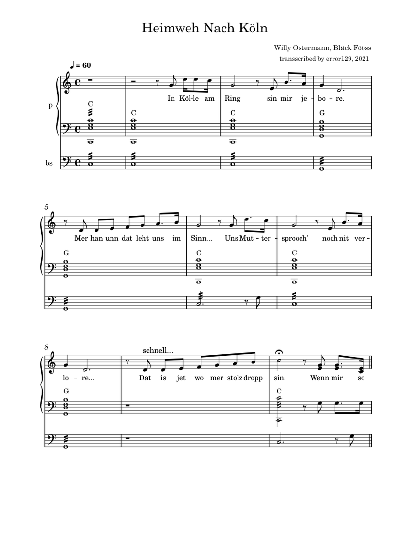 Heimweh Nach K ln Willi Ostermann Heimweh Nach K ln Sheet Music For heimweh-nach-k-ln-willi-ostermann-heimweh-nach-k-ln-sheet-music-for