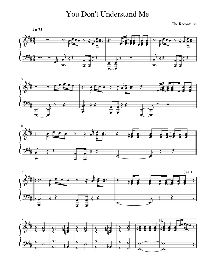 You Don't Understand Me - The Raconteurs Sheet music for Piano (Solo) |  Musescore.com