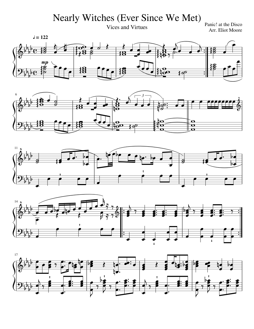 Nearly Witches (Ever Since We Met) - Panic! at the Disco Sheet music ...