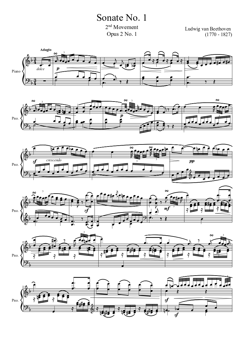 Sonate No. 1, 2nd Movement - piano tutorial