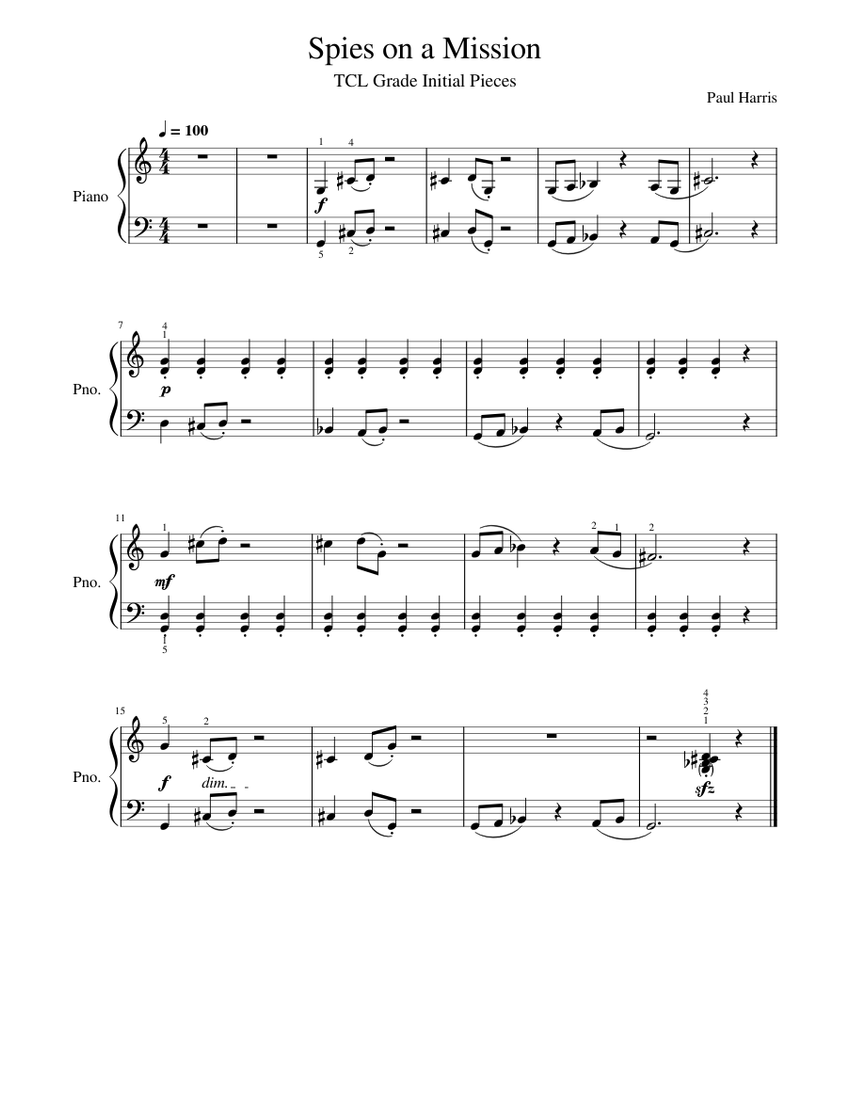 Spies On A Mission – Paul Harris Sheet music for Piano (Solo) |  Musescore.com