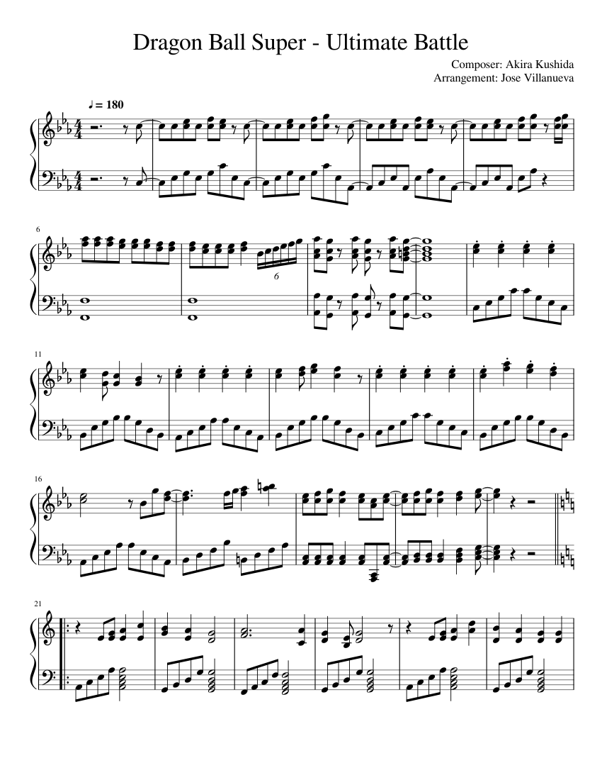 Dragon Ball Super - Ultimate Battle Piano Arrangement Sheet music for Piano  (Solo) | Musescore.com