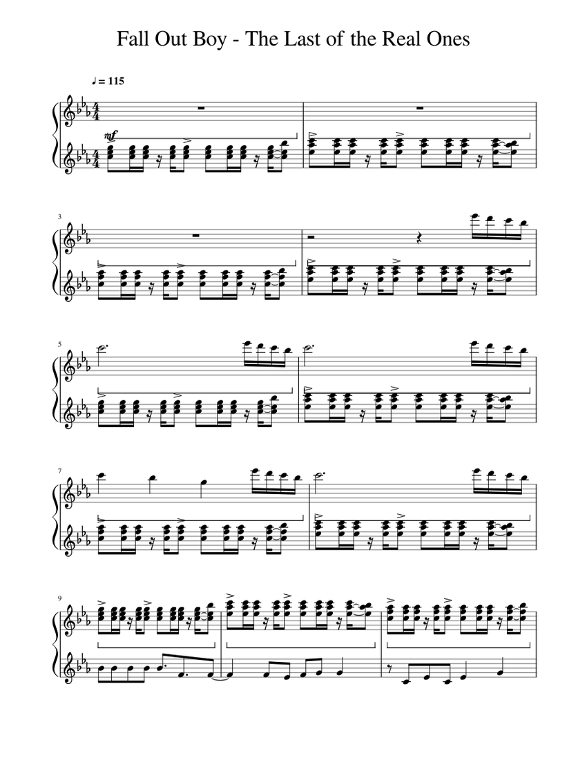 Fall Out Boy Piano Sheet Music