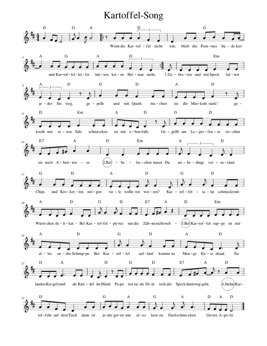 Kartoffel-Song Sheet music for Vocals (Solo) | Musescore.com