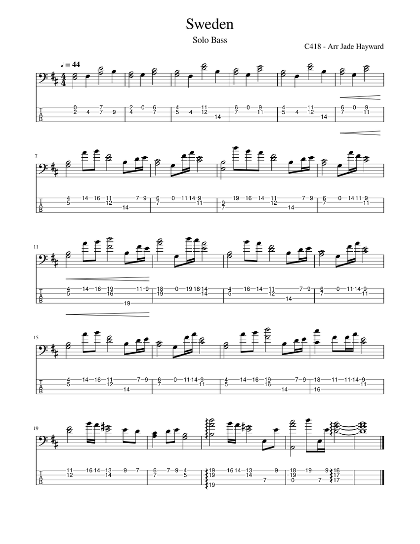 bass guitar sheet music for beginners