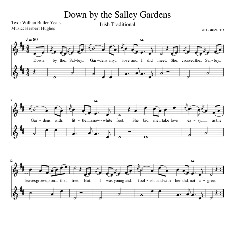 Down By The Salley Gardens The Banks of the Moorlough Shore