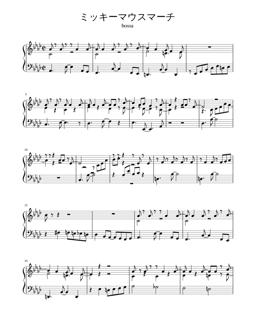 ミッキーマウスマーチ Sheet Music For Piano Solo Download And Print In Pdf Or Midi Free Sheet Music Musescore Com