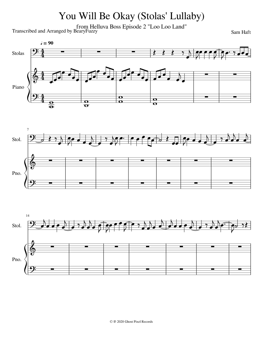 You Will Be Okay - Stolas' Lullaby (WIP) Sheet music for Piano, Vocals