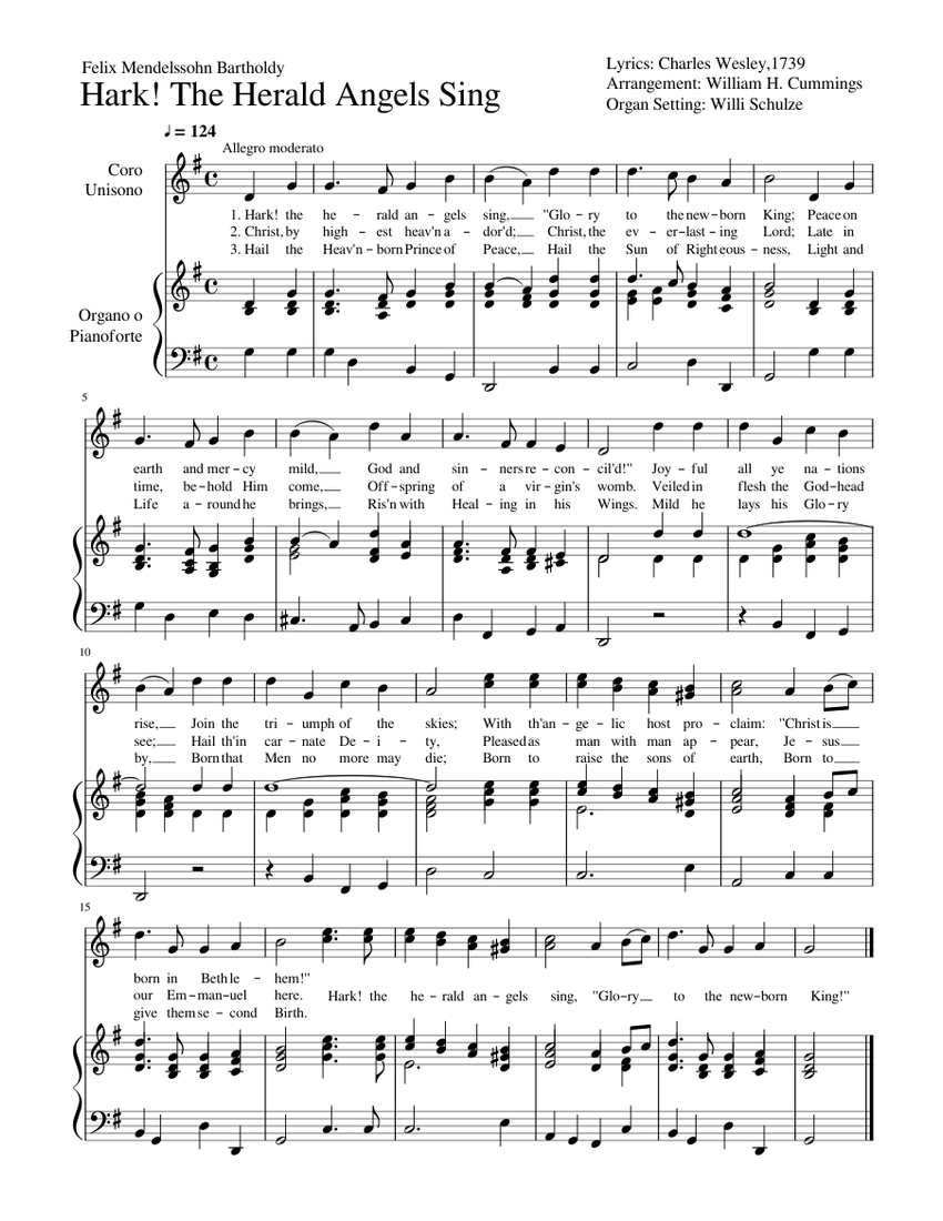 Hark The Herald Angels Sing For Piano And Vocals Sheet Music For Piano