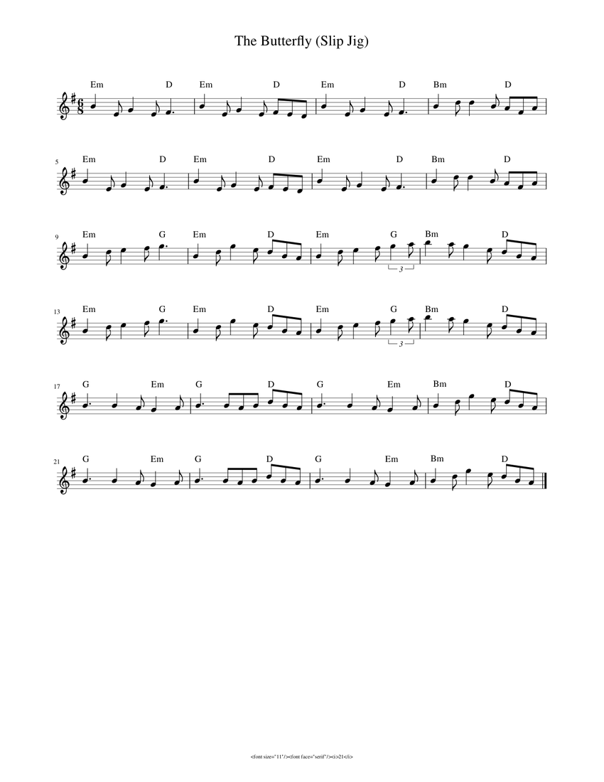 The Butterﬂy (Slip Jig) Sheet music for Vocals (Solo) | Musescore.com
