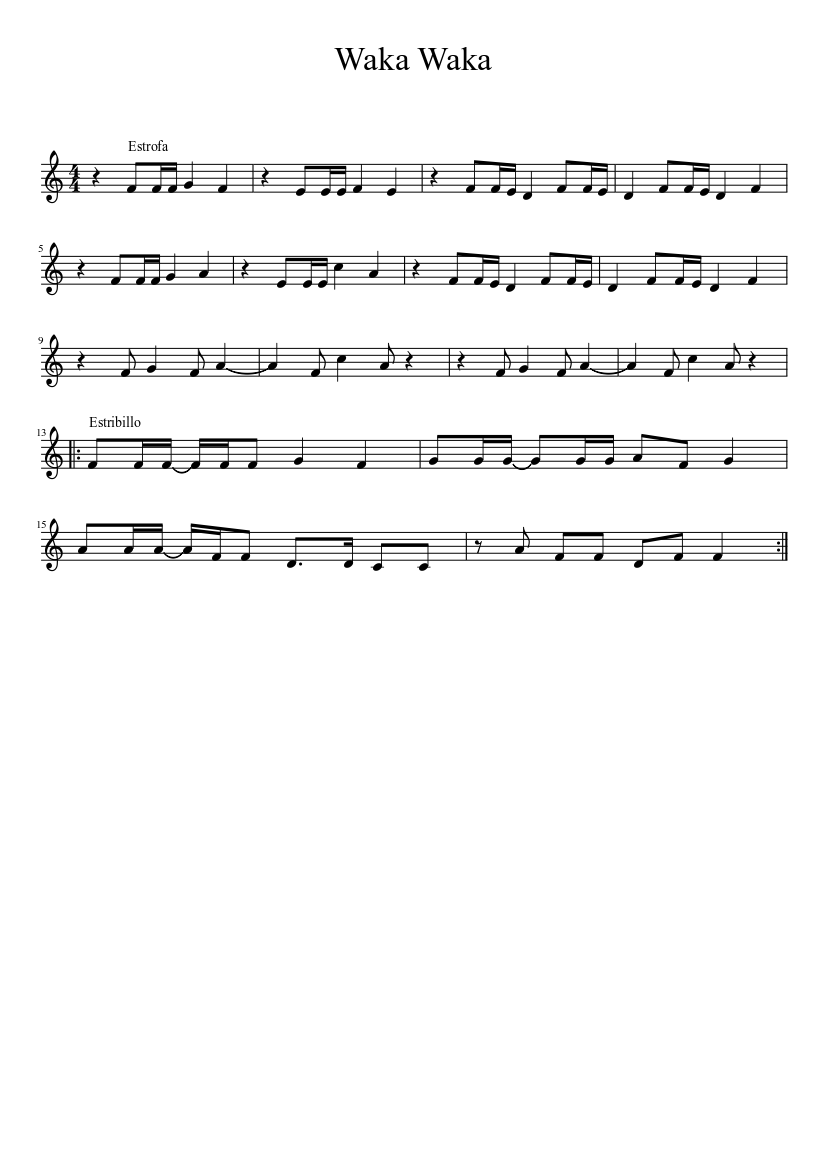 Waka Waka Sheet music for Flute (Solo) | Musescore.com