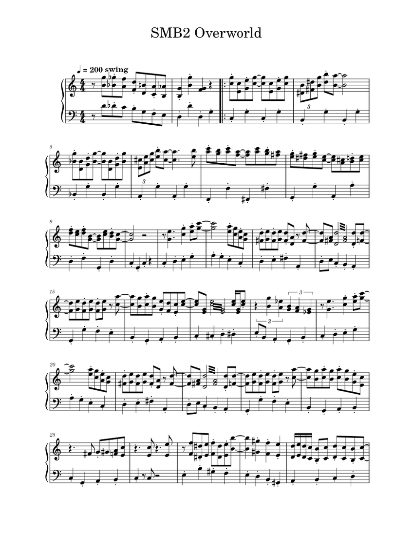 Super mario bros 2 overworld theme – Koji Kondo Overworld Sheet music ...
