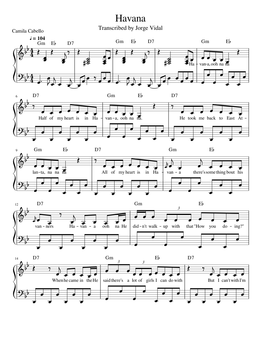 Havana Camila Cabello Sheet music for Piano (Solo) | Musescore.com