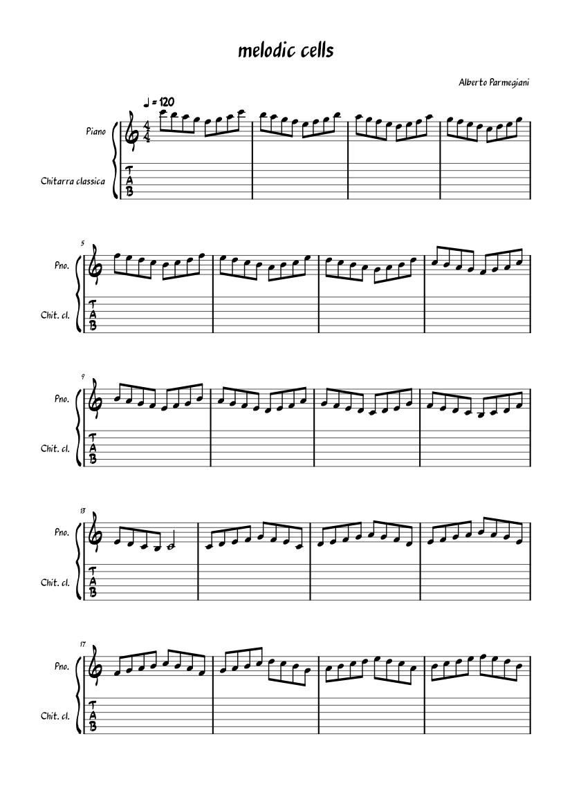Melodic Cell Patterns melodic_cells Sheet Music and Tab with Chords for Piano, Guitar (Jazz ...