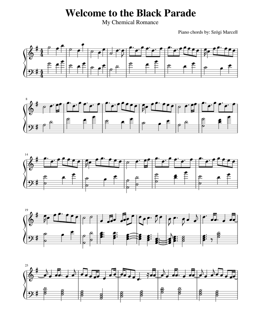 Welcome to the Black Parade Sheet music for Piano (Solo) | Download and