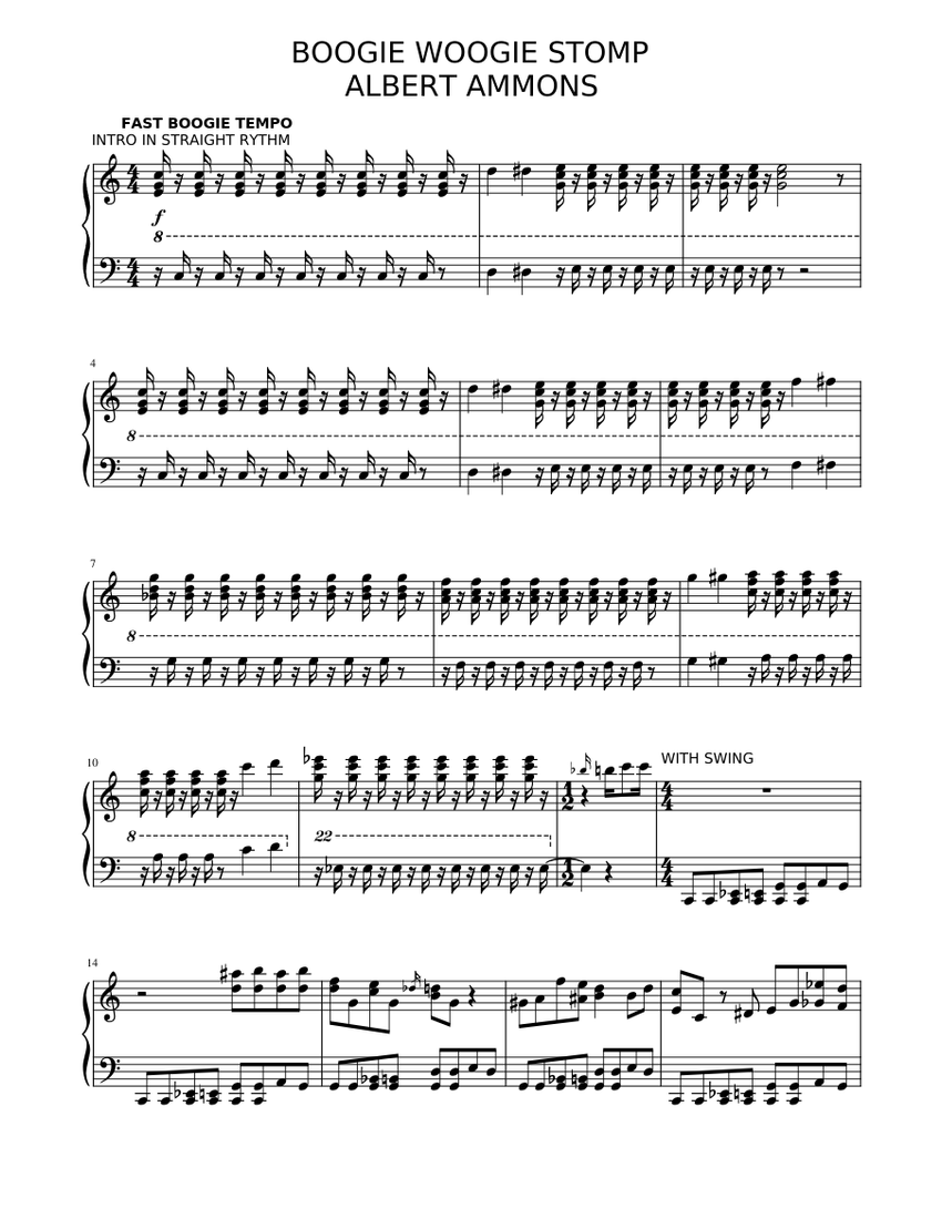 Boogie Woogie Stomp HARD version Sheet music for Piano (Solo) |  Musescore.com