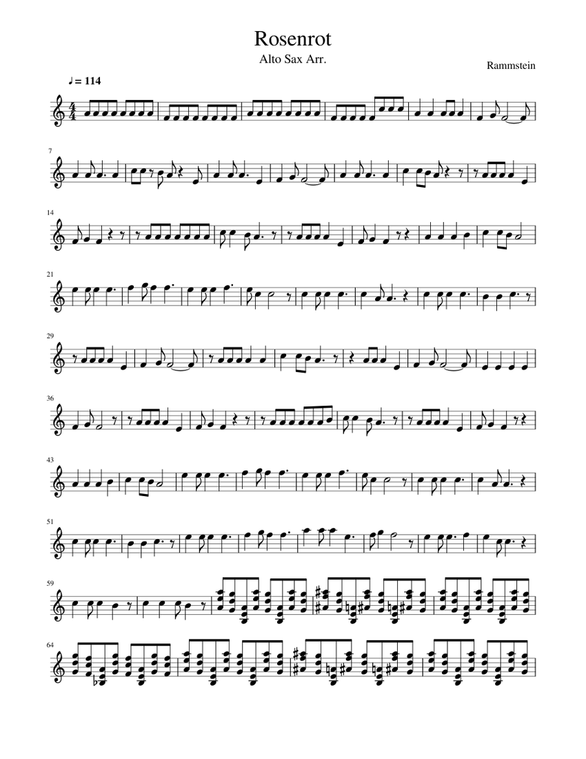 Rosenrot Sheet music for Saxophone alto (Solo) | Musescore.com