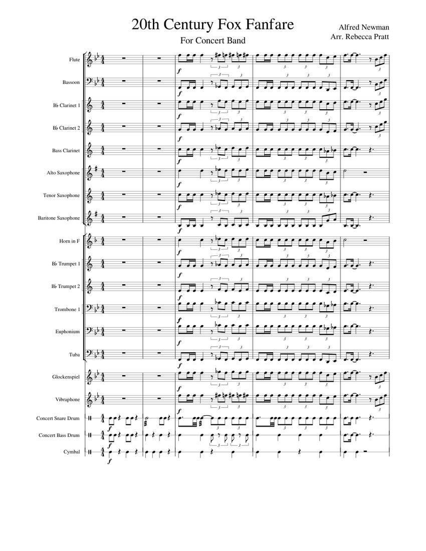 20th Century Fox Fanfare For Concert Band Sheet music for Trombone