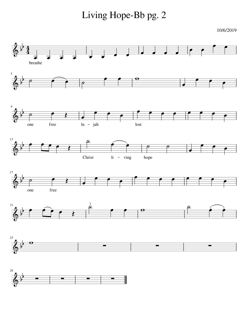 Living Hope C Pg 2 Sheet Music For Piano Solo Easy Musescore Com   Score 0 @850x1100