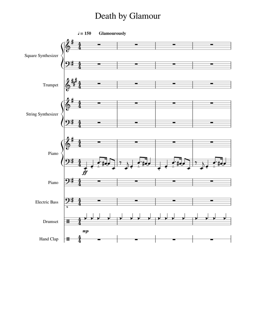 Death By Glamour (Undertale) Sheet music for Piano, Flute, Bass guitar ...