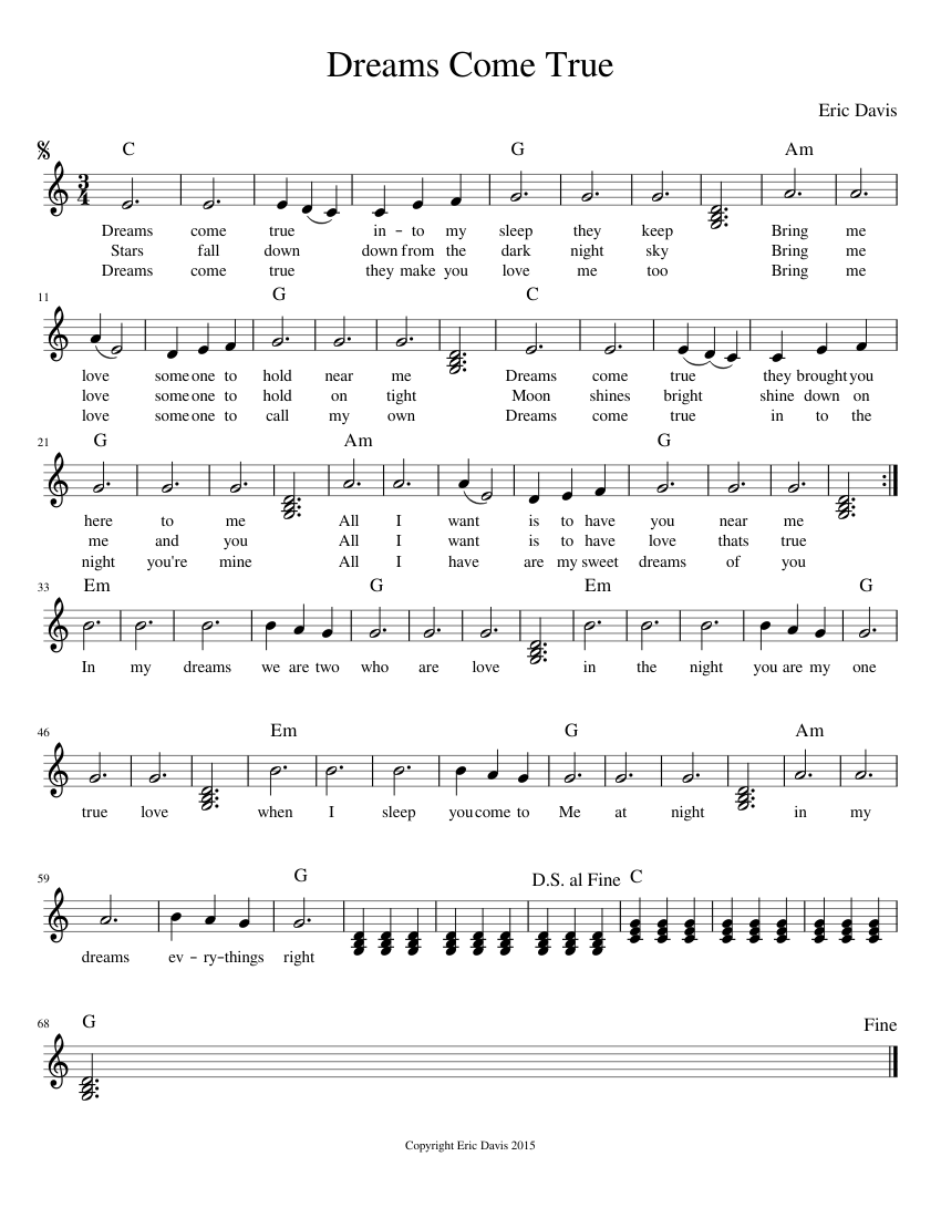 Dreams Come True Sheet Music for Piano (Solo) easy | MuseScore.com