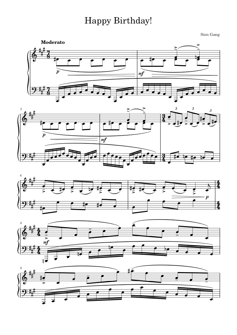 Happy Birthday Variation No 1 Sheet Music For Piano Solo 