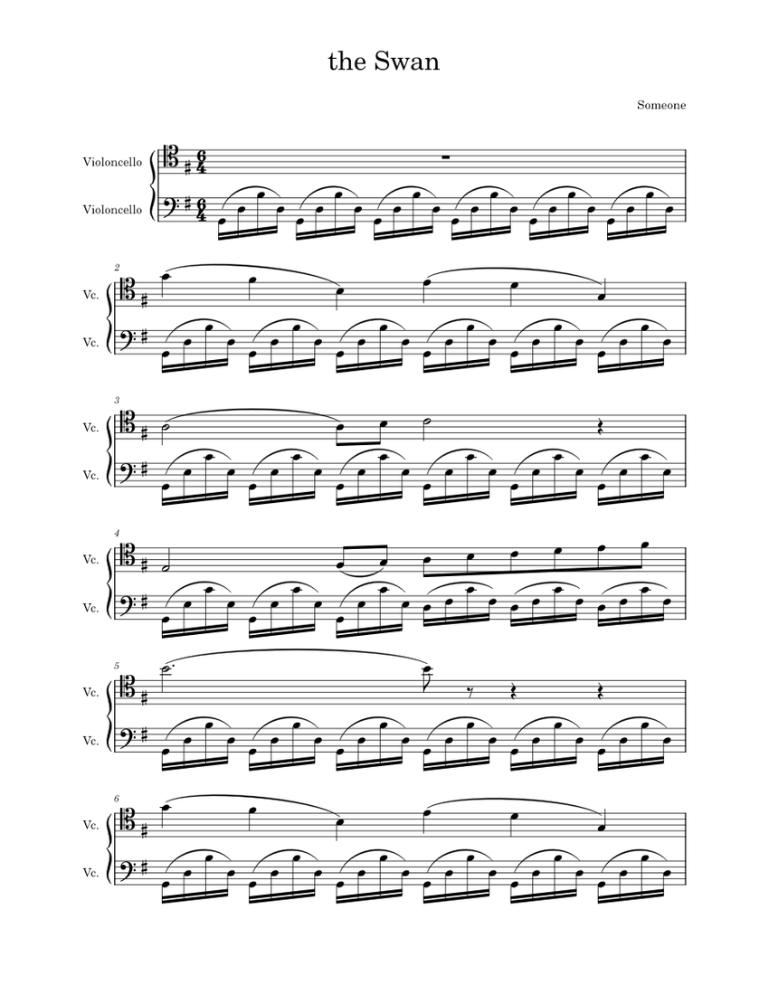 The Swan – Camile Saint Saens the Swan cello duets edits by Looksun ...