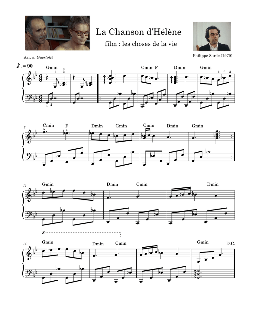 Les Choses De La Vie – Philippe Sarde Sheet music for Piano (Solo) |  Musescore.com