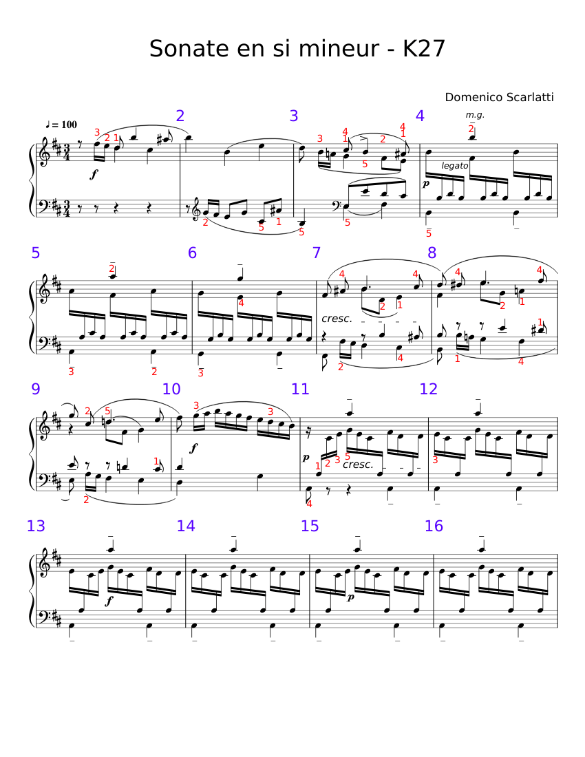 Keyboard Sonata in B minor K.27