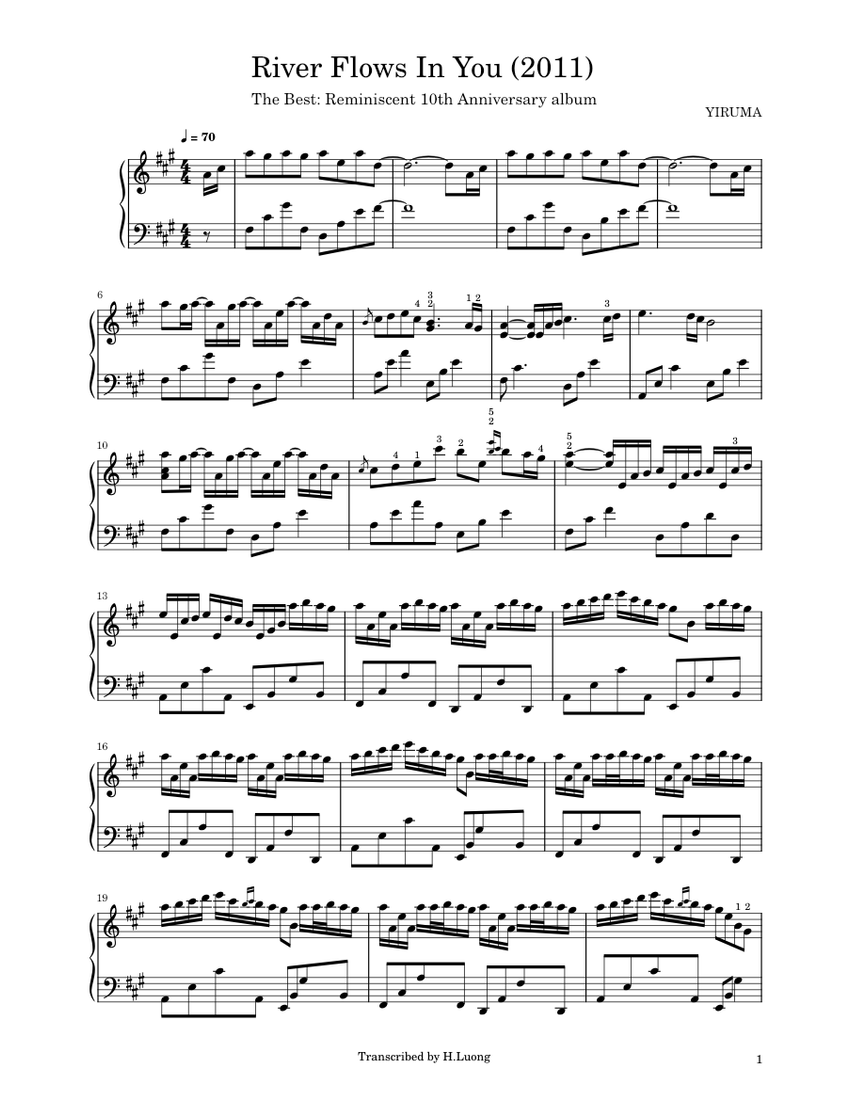 River Flows In You (2011) – Yiruma Sheet music for Piano (Solo