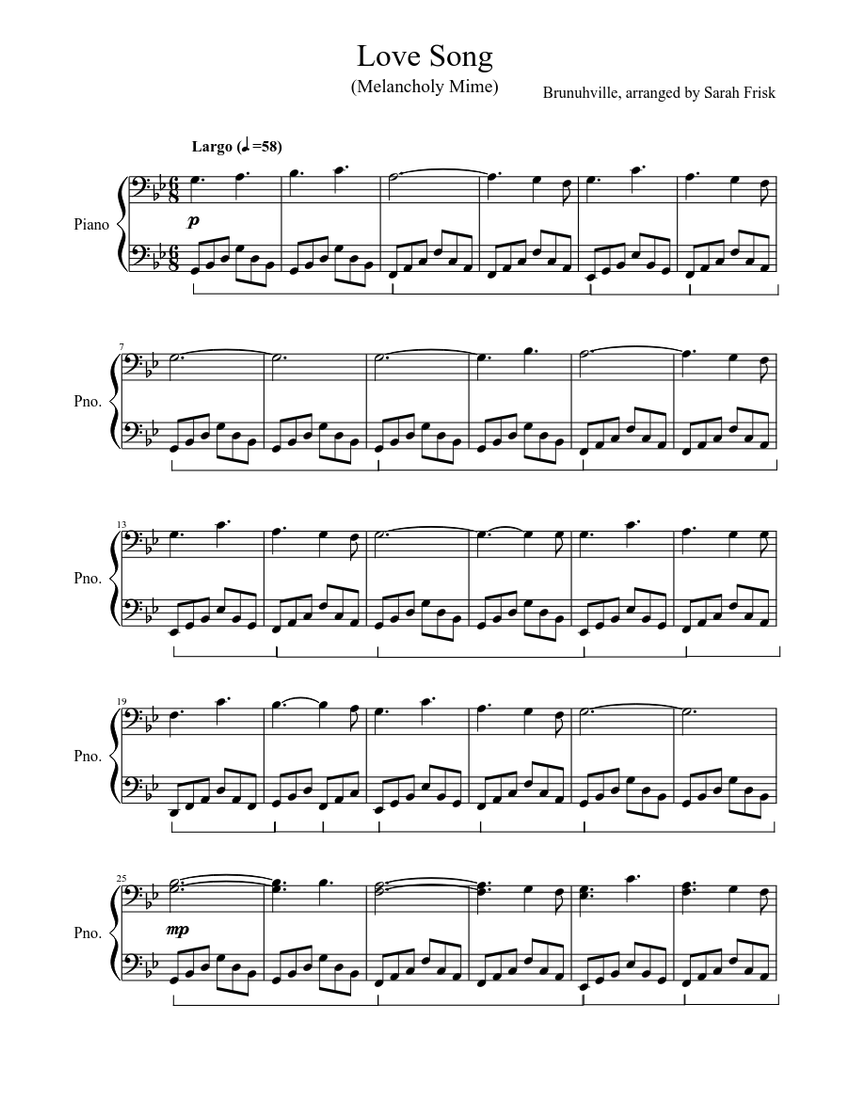 Love Song Sheet music for Piano (Solo) | Musescore.com