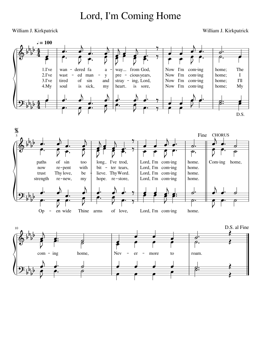 271 Lord, I'm Coming Home Sheet music for Piano (Solo) Easy | Musescore.com