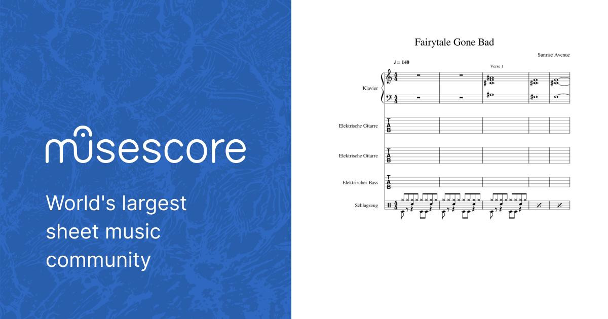 Fairytale Gone Bad Sheet music for Piano, Guitar, Bass guitar, Drum group  (Mixed Quintet) | Musescore.com