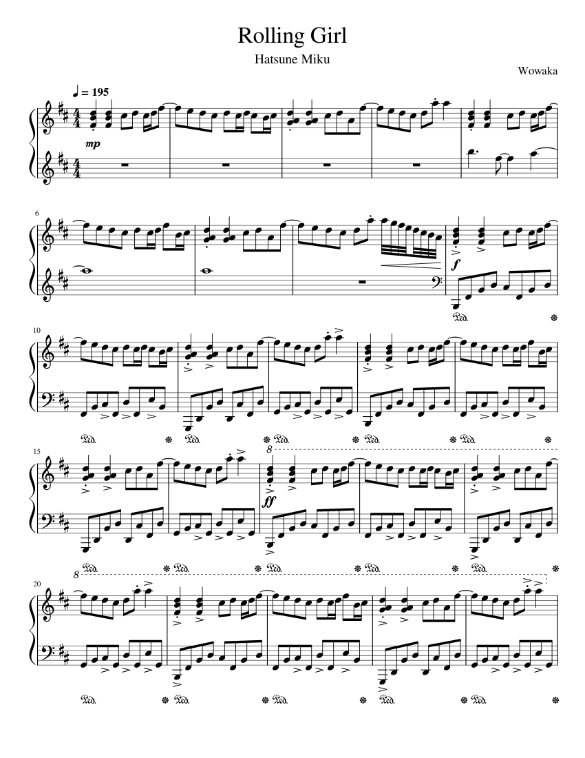 Rolling Girl Wowaka Sheet Music For Piano Solo Musescore rolling-girl-wowaka-sheet-music-for-piano-solo-musescore