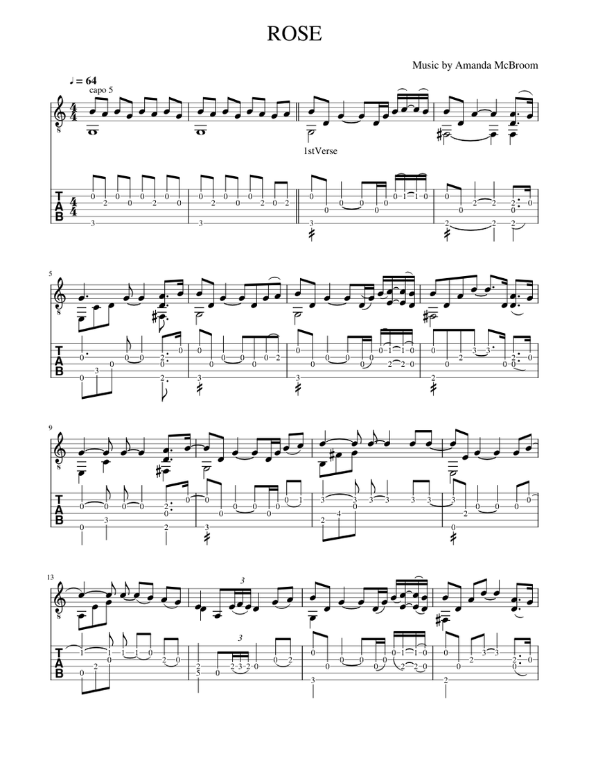 ROSE Sheet music for Guitar (Solo) | Musescore.com