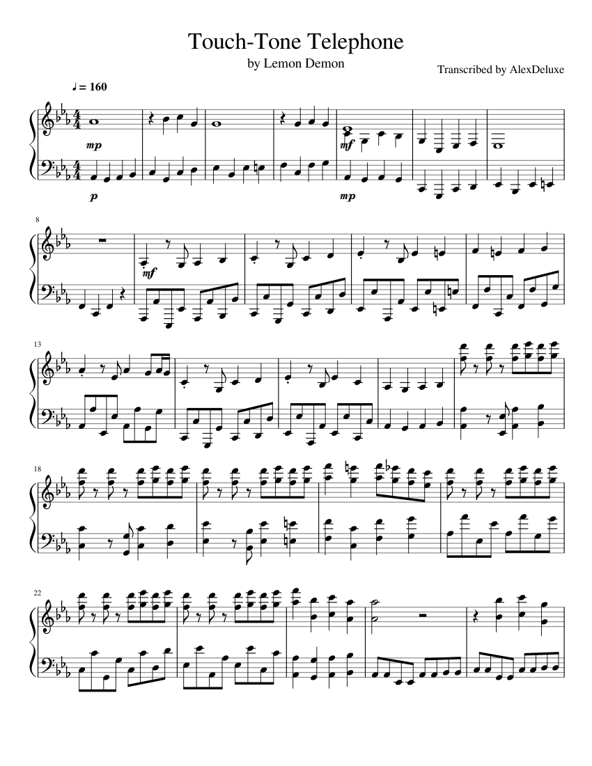 Touch-Tone Telephone Piano Cover Sheet music for Piano (Solo) |  Musescore.com