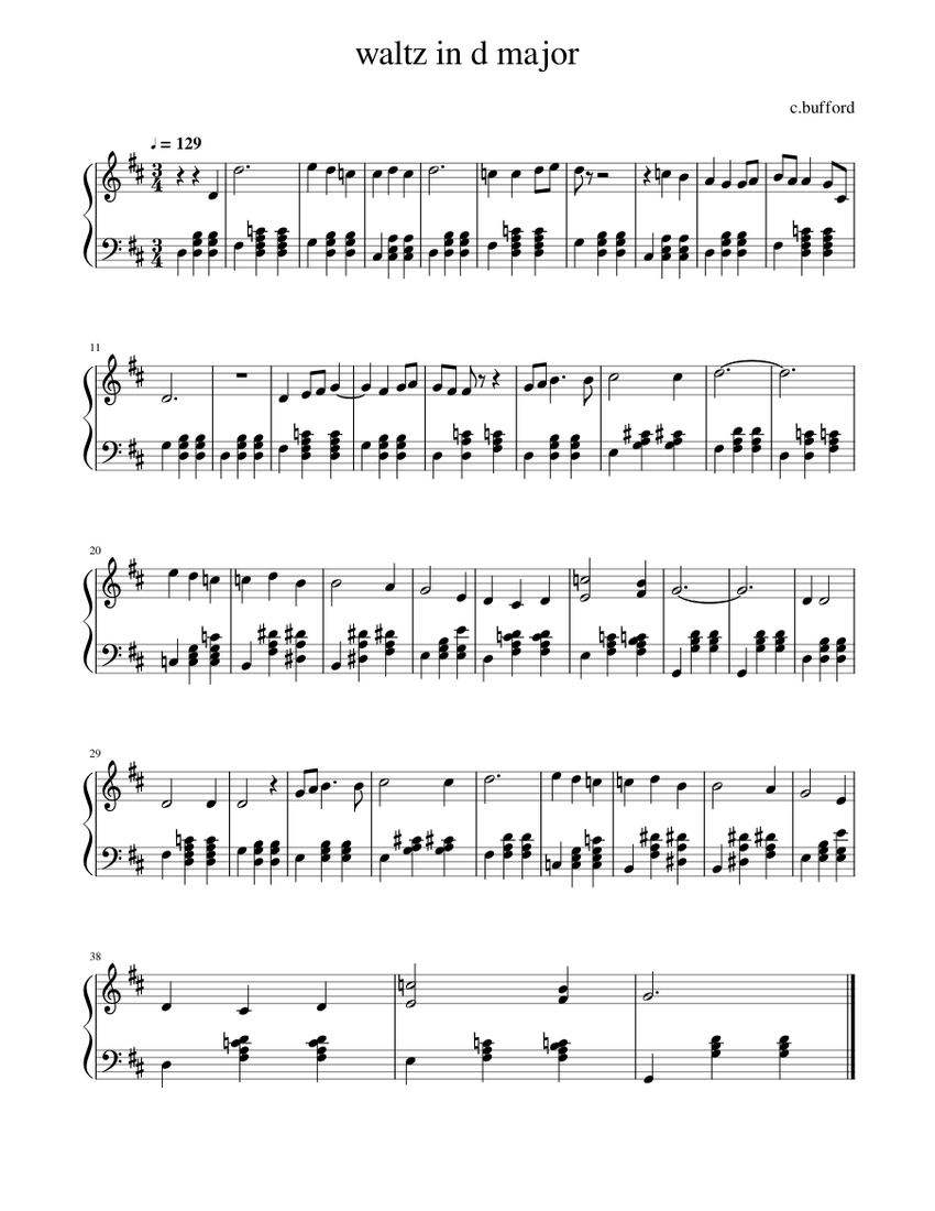 waltz in d major Sheet music for Piano (Solo) Easy | Musescore.com