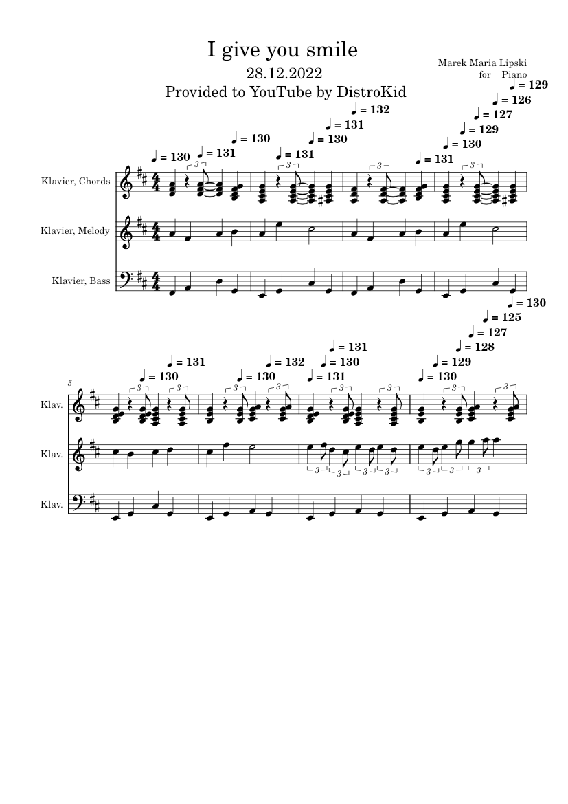 I give you smile Marek Maria Lipski (Piano Solo 4'4 D major