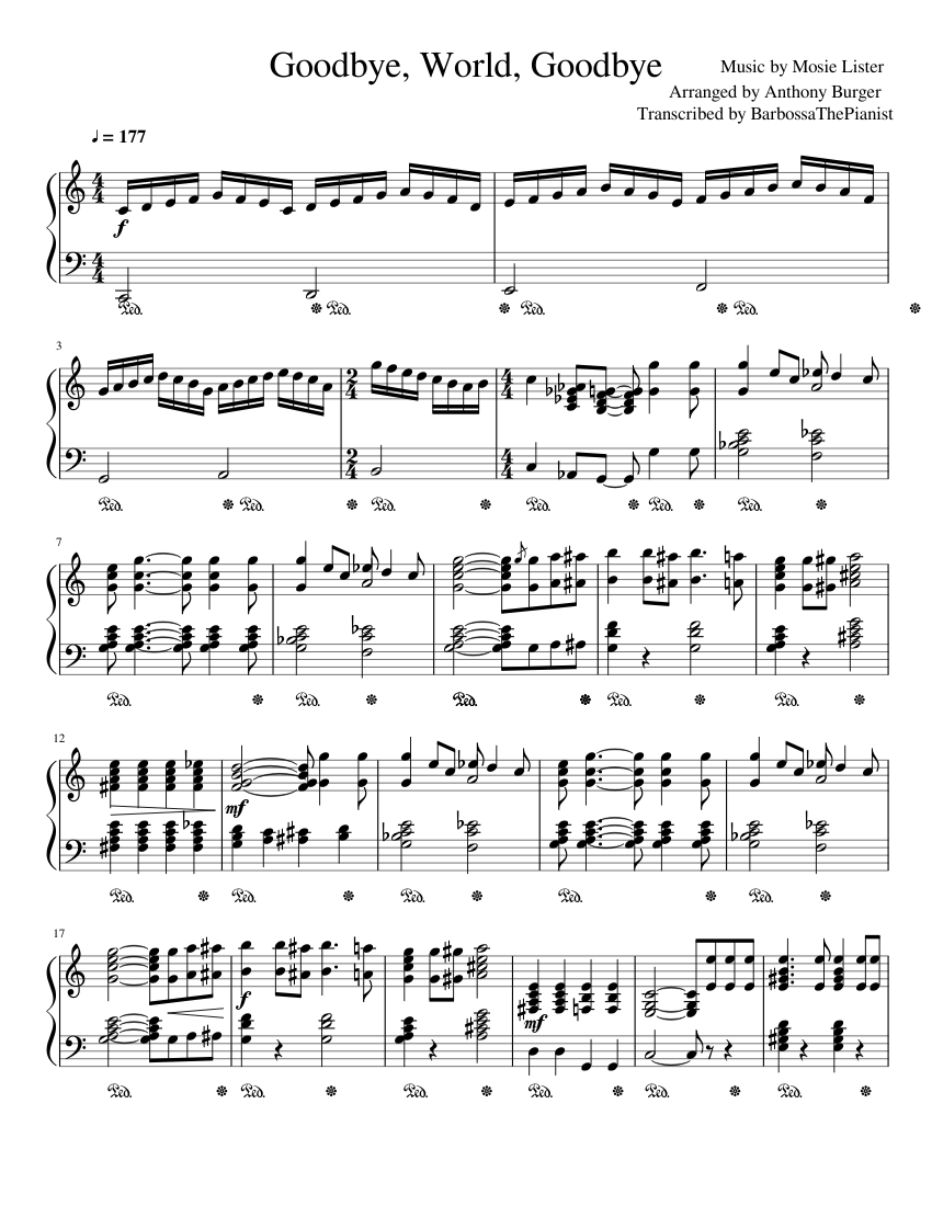 Goodbye, World, Goodbye - Piano Solo Sheet music for Piano (Solo) |  Musescore.com