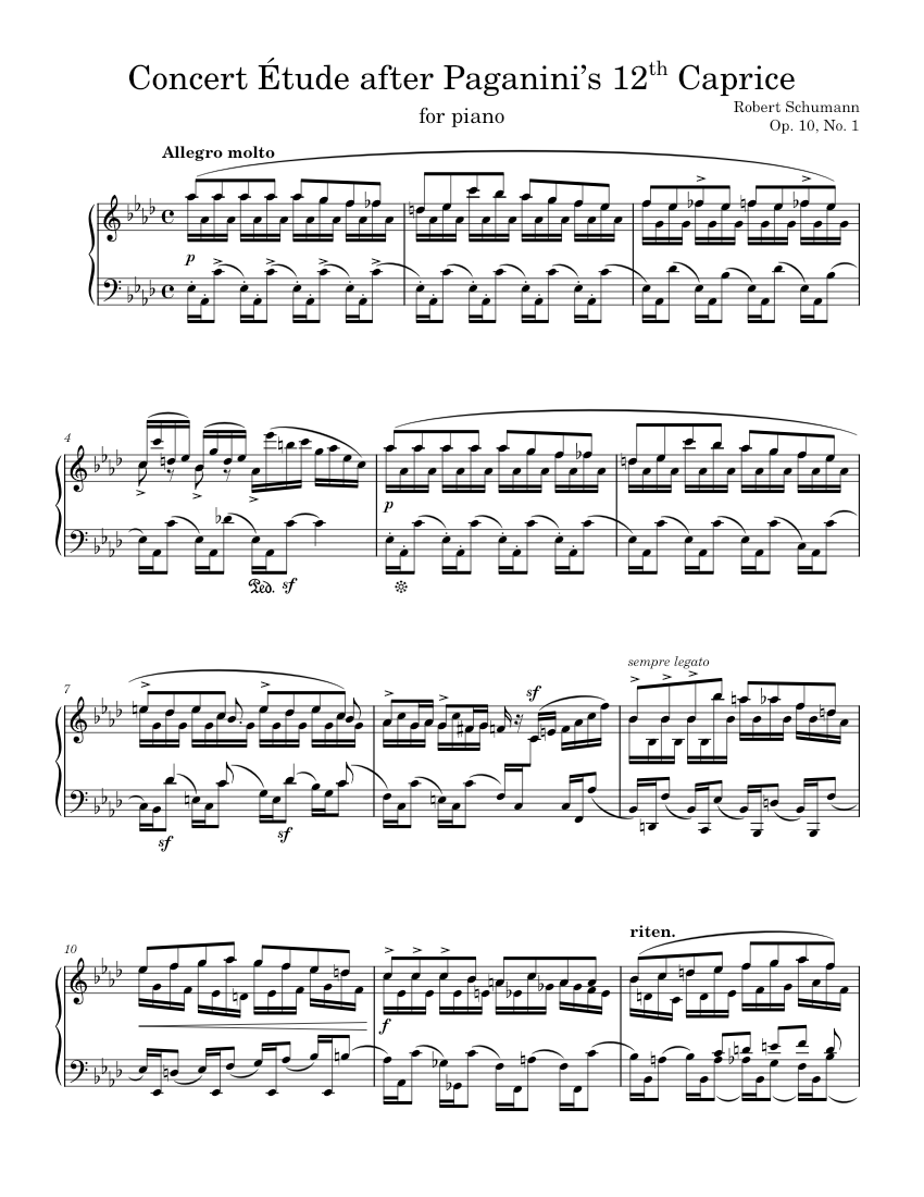 6 Concert Etudes after Paganini Caprices Op.10