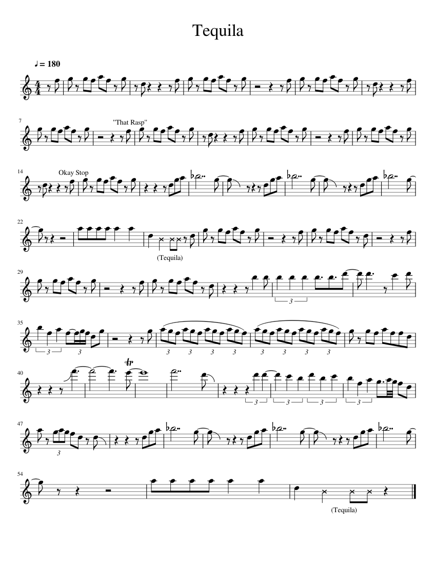 Tequila Tenor Solo Sheet music for Saxophone tenor (Solo) | Musescore.com