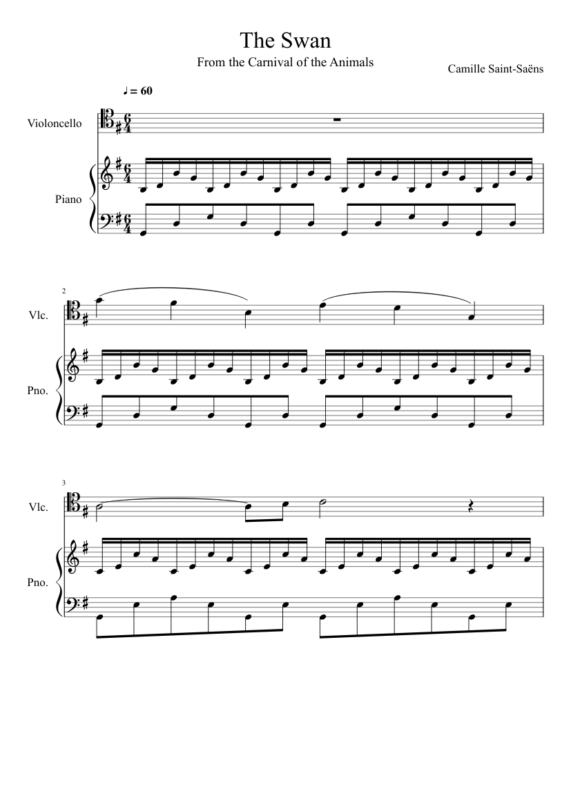The Swan Sheet music for Piano (Solo) | Musescore.com